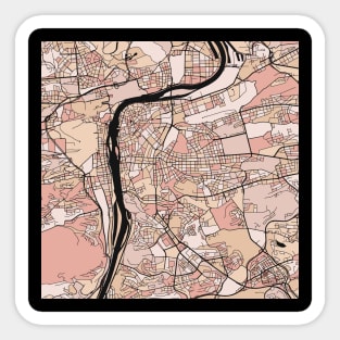 Prague Map Pattern in Soft Pink Pastels Sticker